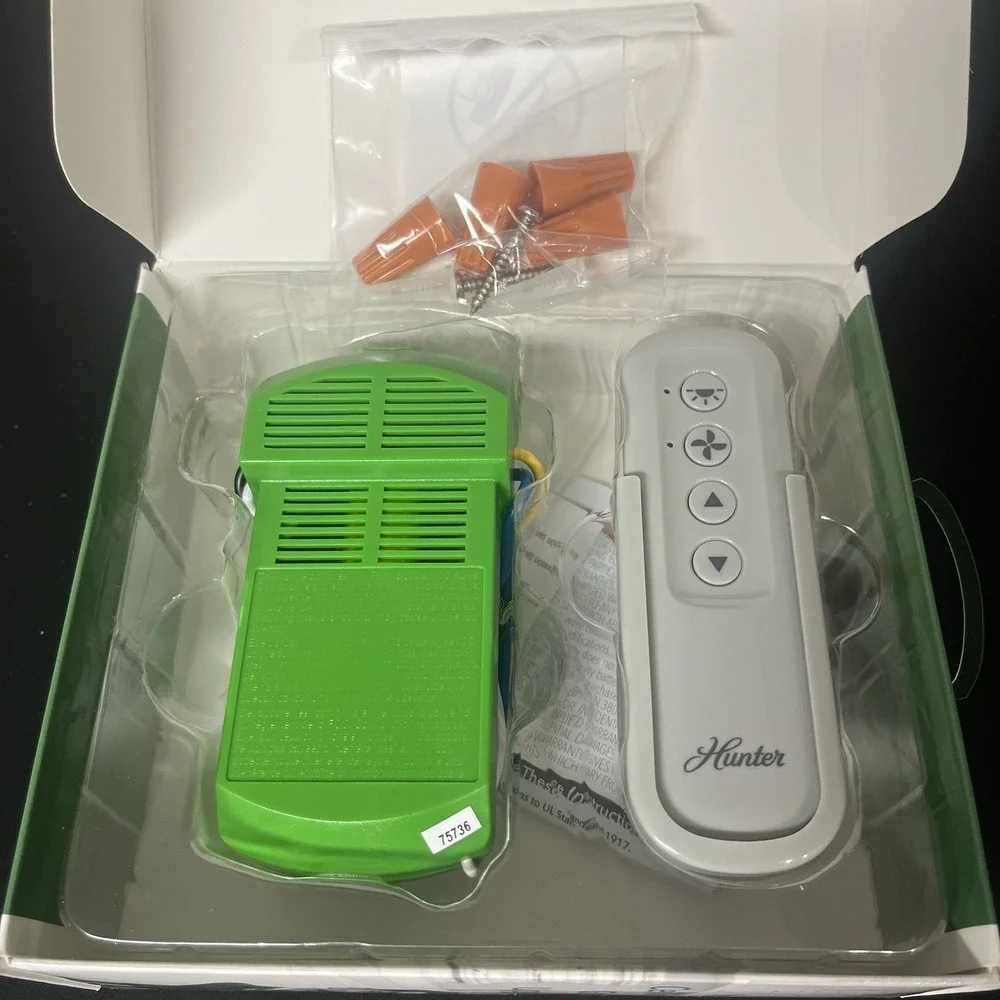Hunter 99770 Ceiling Fan Remote Control and Receiver Kit White 3 Speed Dimmer